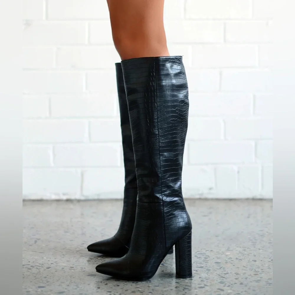 BELLINI MILLA BLACK CROC BOOT - Picture 2 of 15